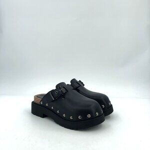 Christian Dior Quake 36 Black Leather Riveted Round-Toe Thick-Soled Sandals